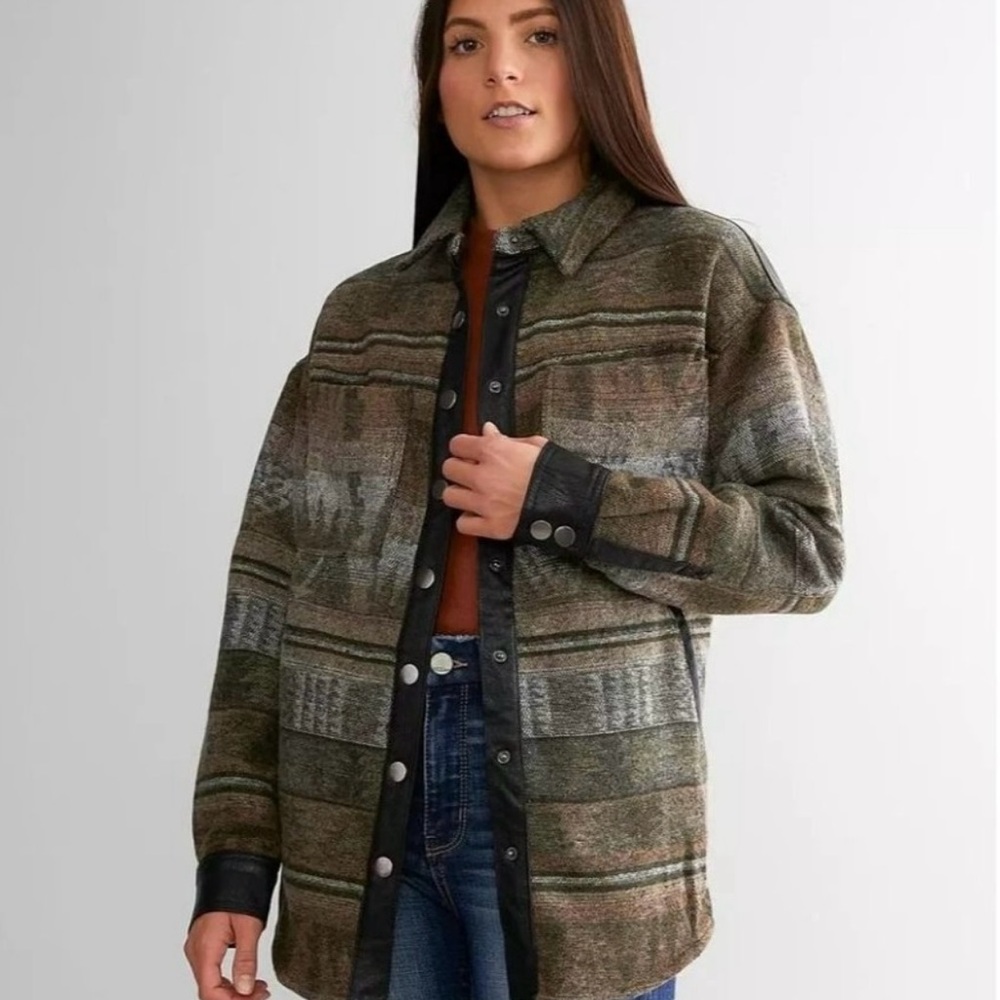 BKE Brown and Green Utility Jacket with Relaxed Fit